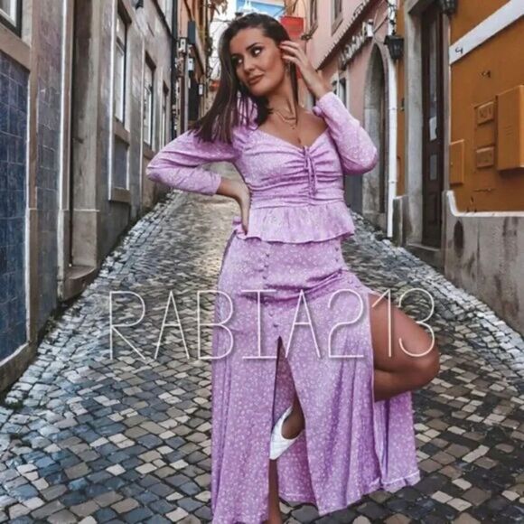 ZARA 2-PIECE FLORAL TIED PRINT BLOUSE & SKIRT SET - Picture 4 of 12